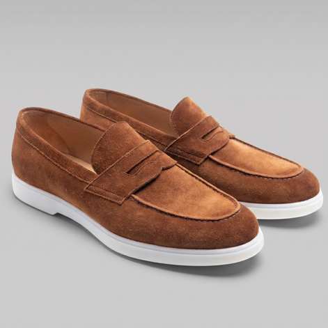 Herren Wildleder Penny Loafers Weiße Sohle