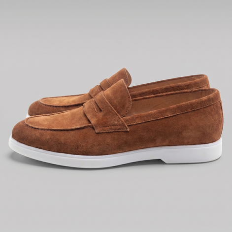 Herren Wildleder Penny Loafers Weiße Sohle