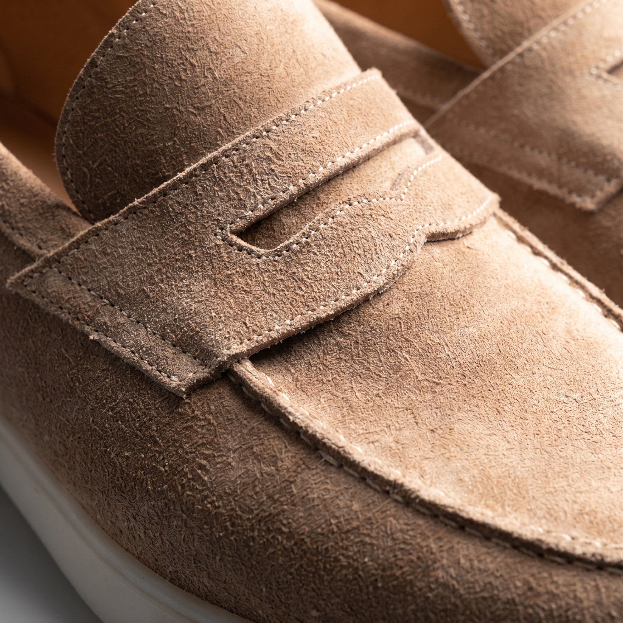 Herren Wildleder Penny Loafers Weiße Sohle