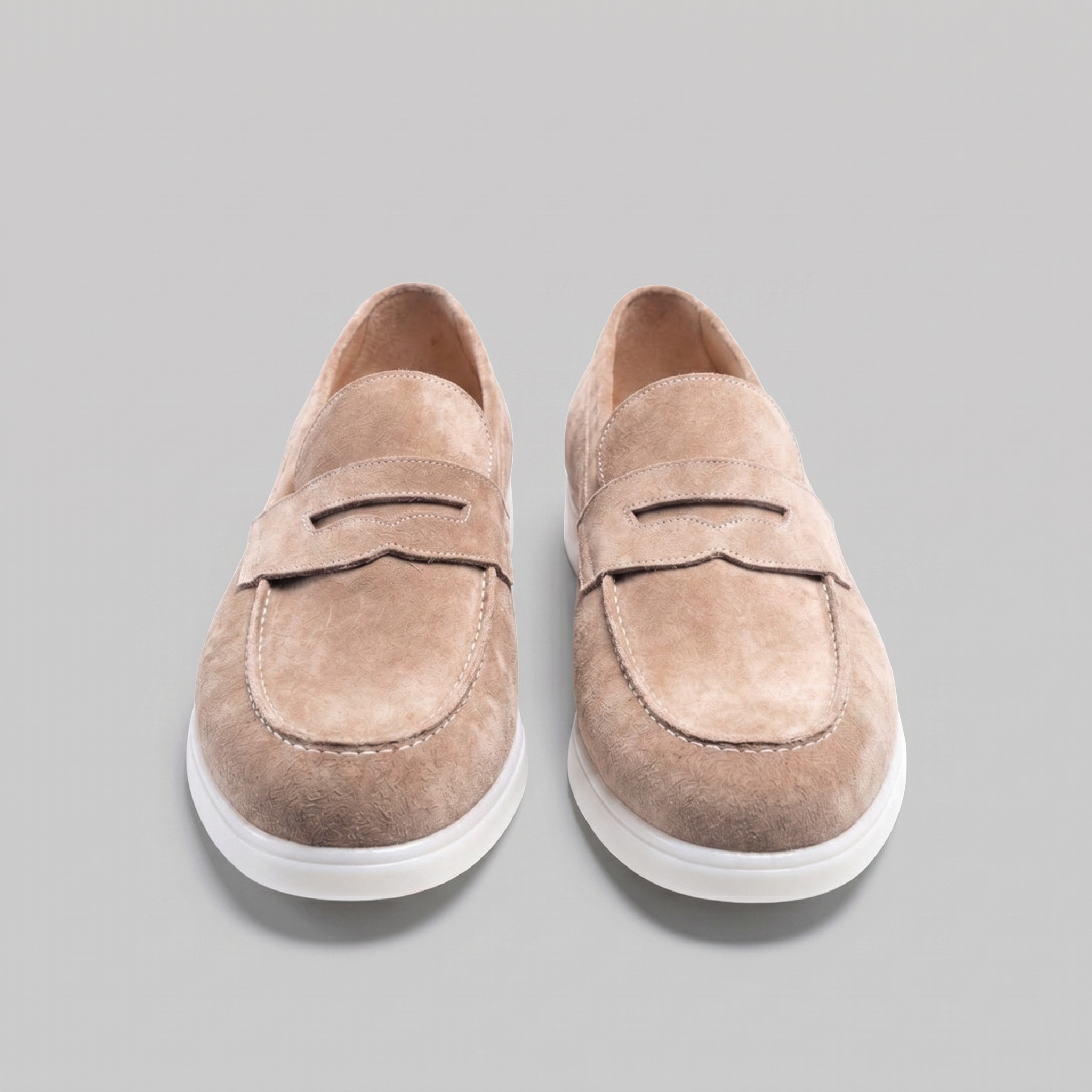Herren Wildleder Penny Loafers Weiße Sohle