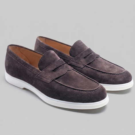 Herren Wildleder Penny Loafers Weiße Sohle