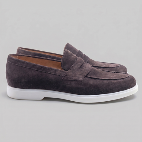 Herren Wildleder Penny Loafers Weiße Sohle