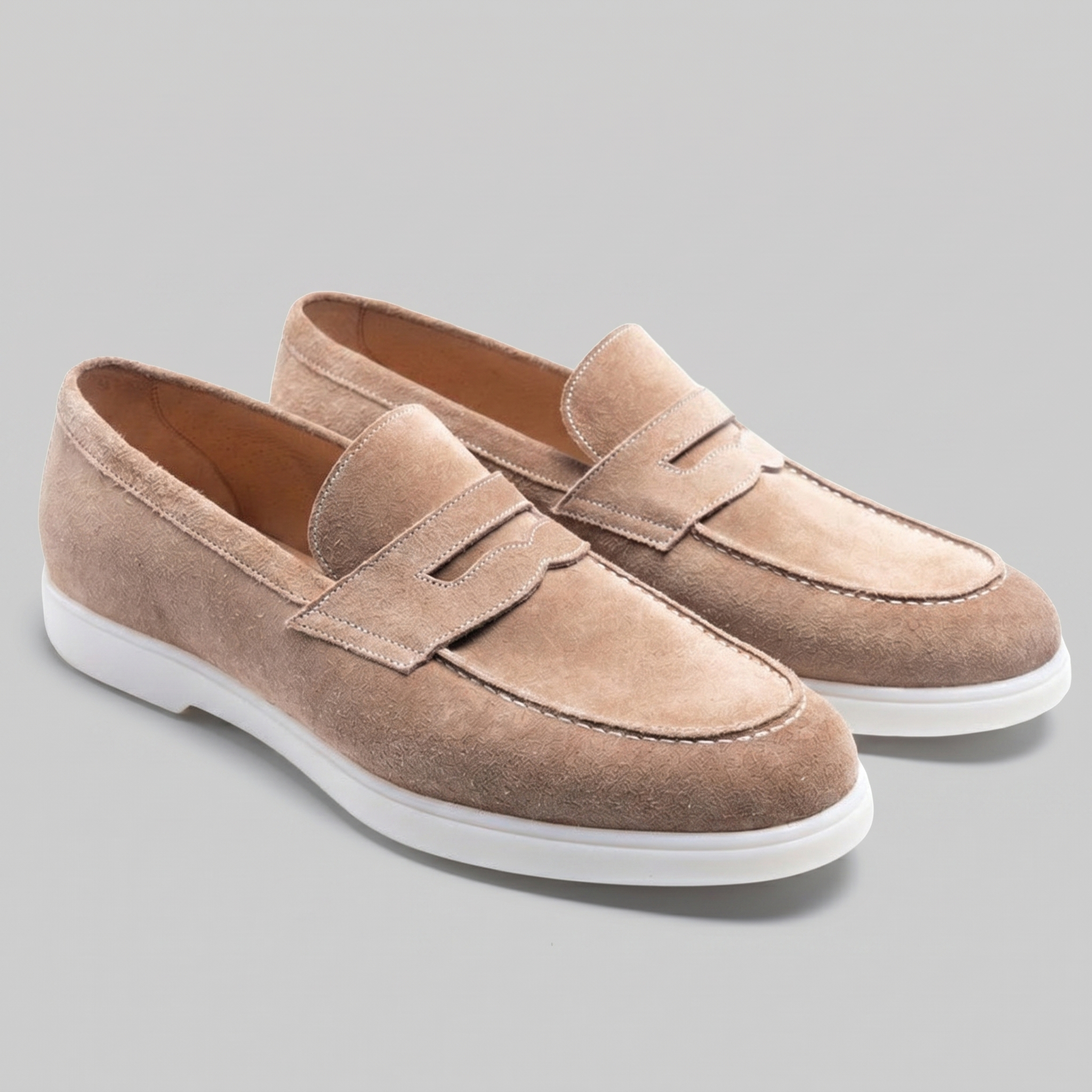 Herren Wildleder Penny Loafers Weiße Sohle
