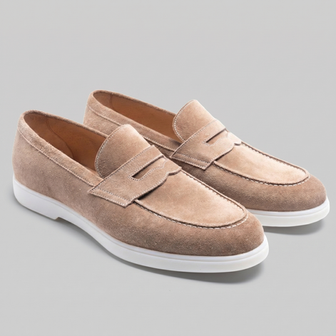 Herren Wildleder Penny Loafers Weiße Sohle