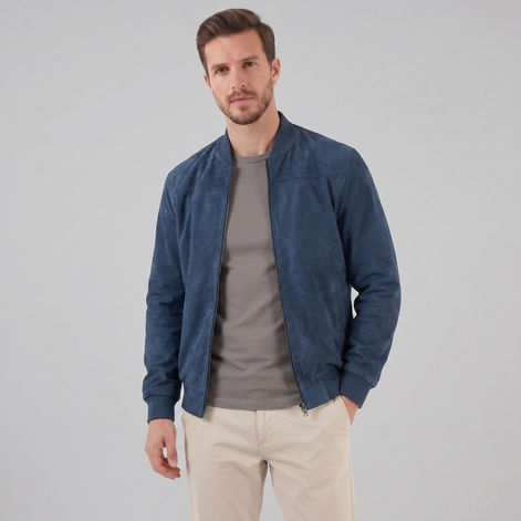 Herren Bomberjacke Mit Wildlederoptik