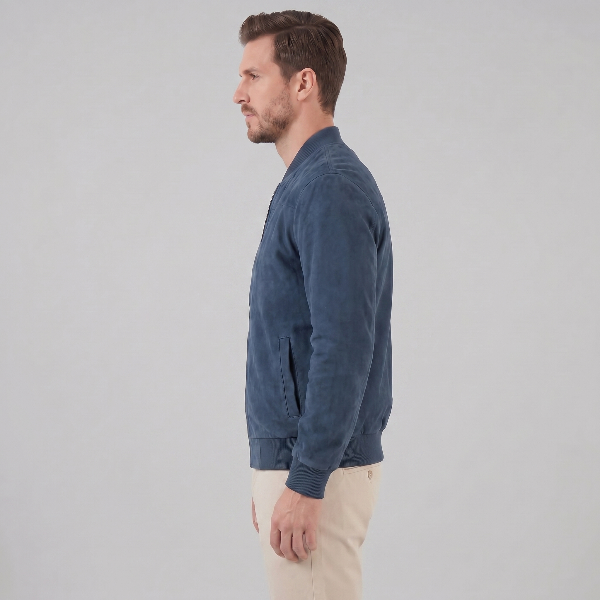 Herren Bomberjacke Mit Wildlederoptik
