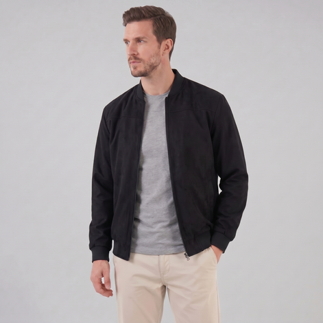 Herren Bomberjacke Mit Wildlederoptik