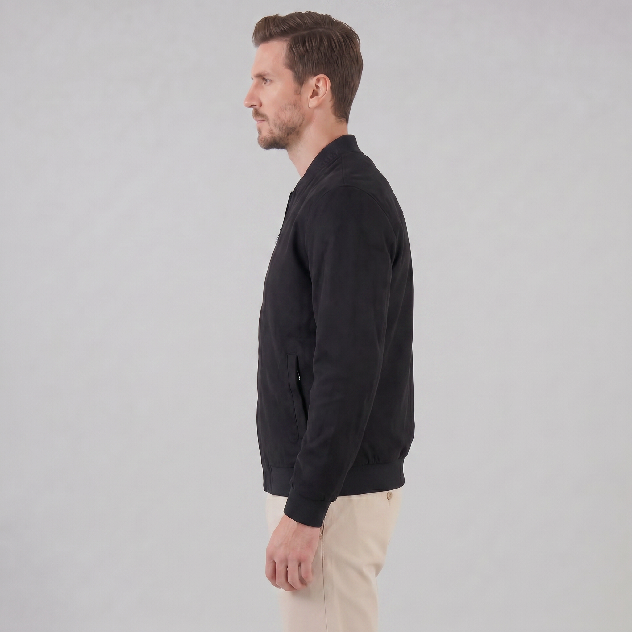 Herren Bomberjacke Mit Wildlederoptik