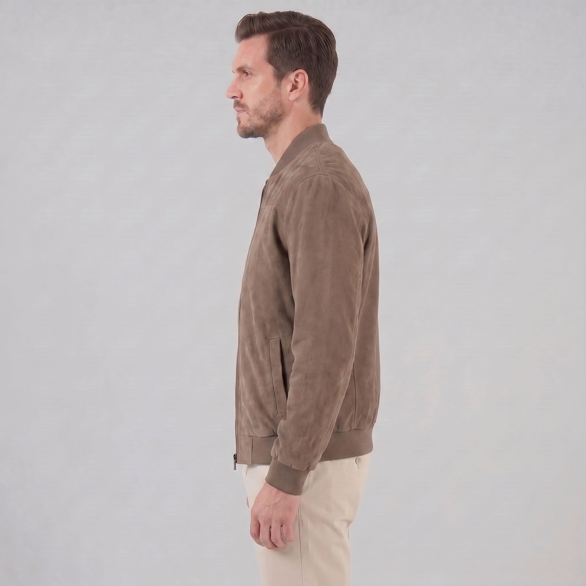 Herren Bomberjacke Mit Wildlederoptik