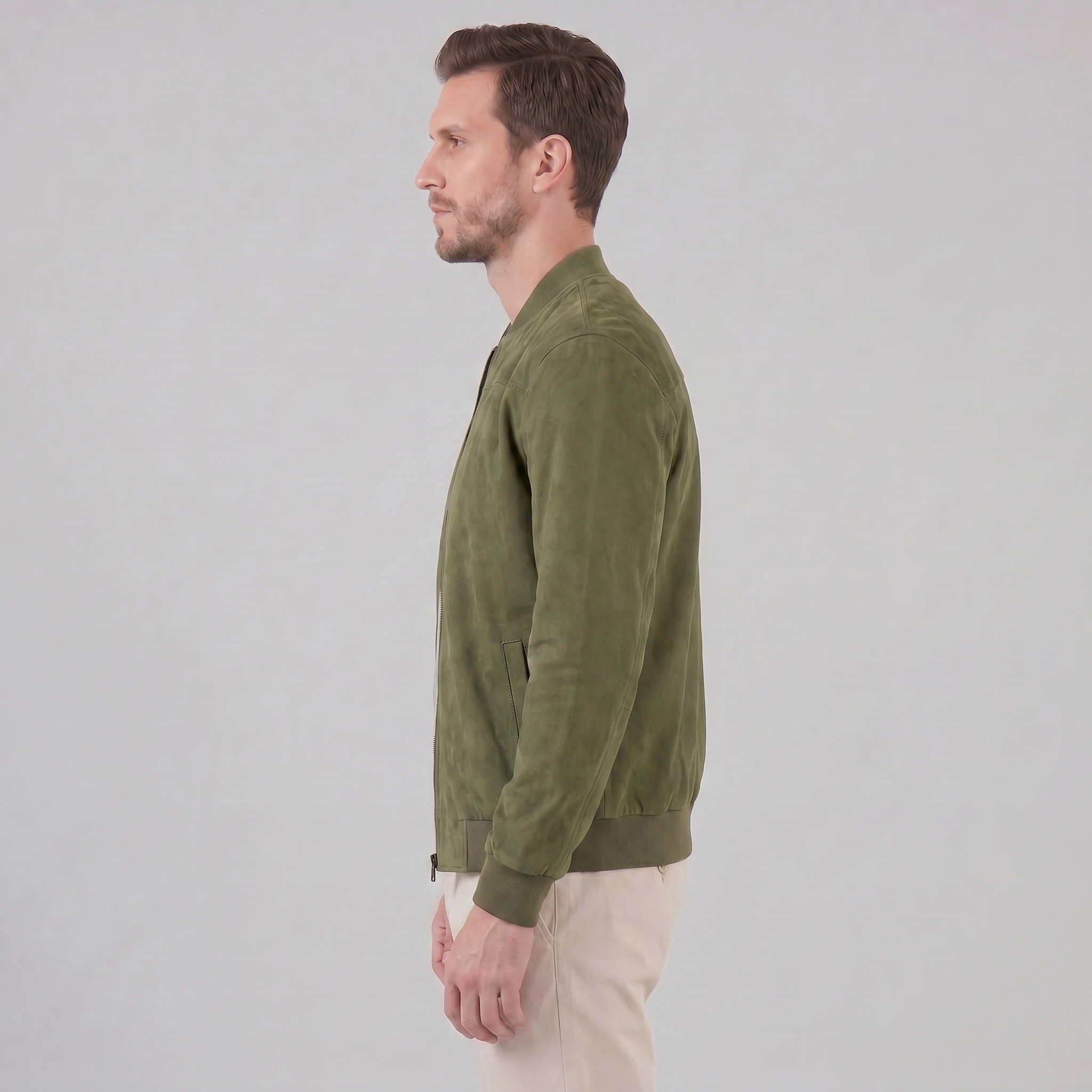 Herren Bomberjacke Mit Wildlederoptik