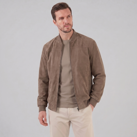 Herren Bomberjacke Mit Wildlederoptik