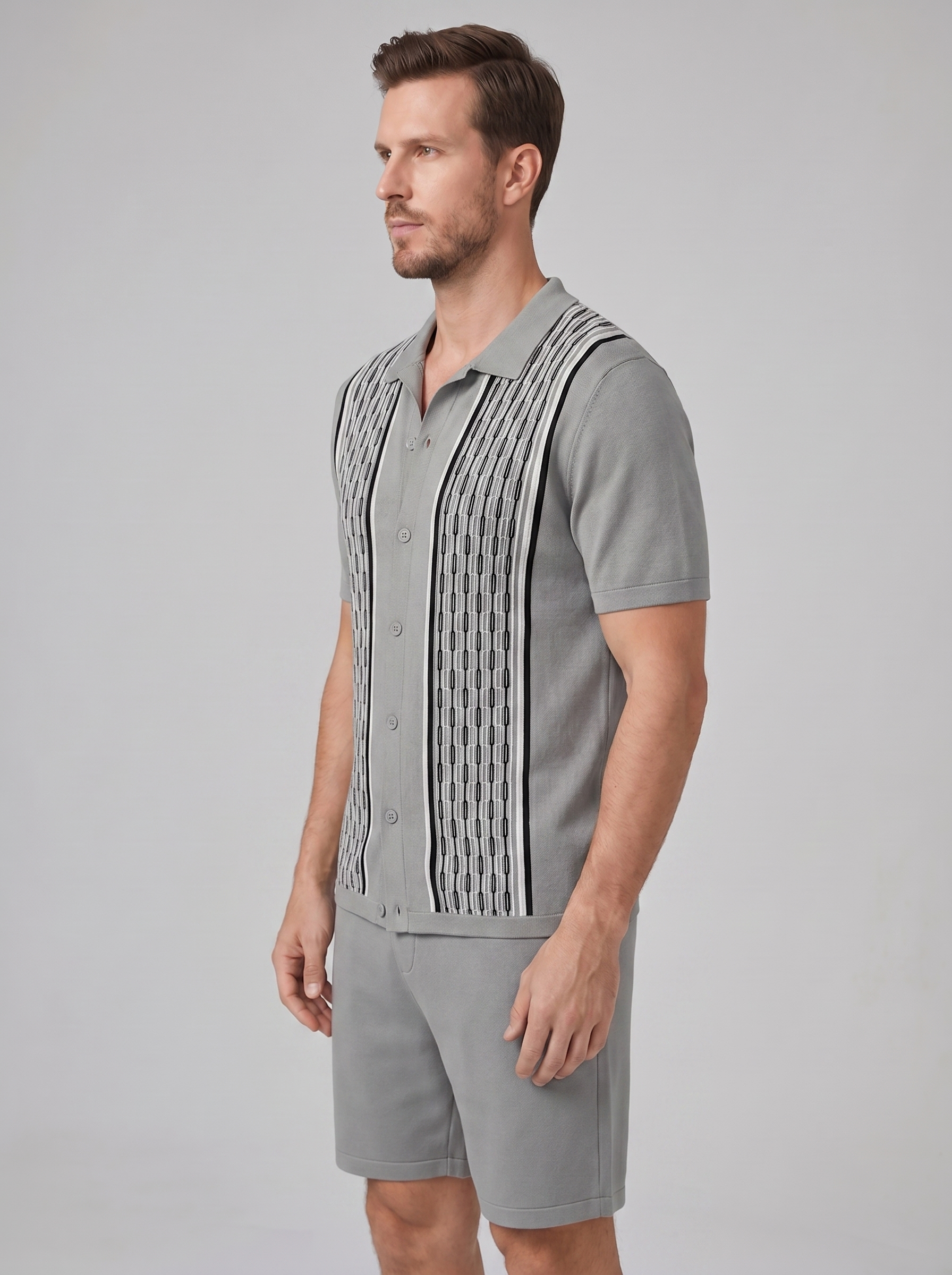 Herren Sommer Set Kurzarmhemd Und Shorts Set