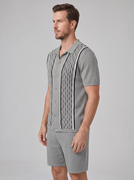 Herren Sommer Set Kurzarmhemd Und Shorts Set