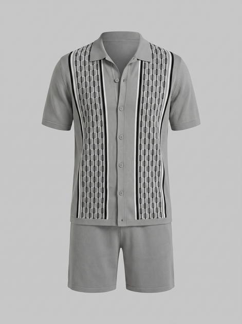Herren Sommer Set Kurzarmhemd Und Shorts Set