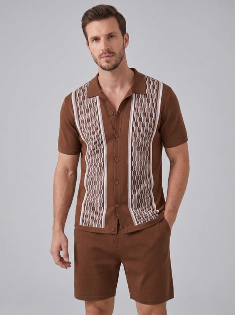 Herren Sommer Set Kurzarmhemd Und Shorts Set