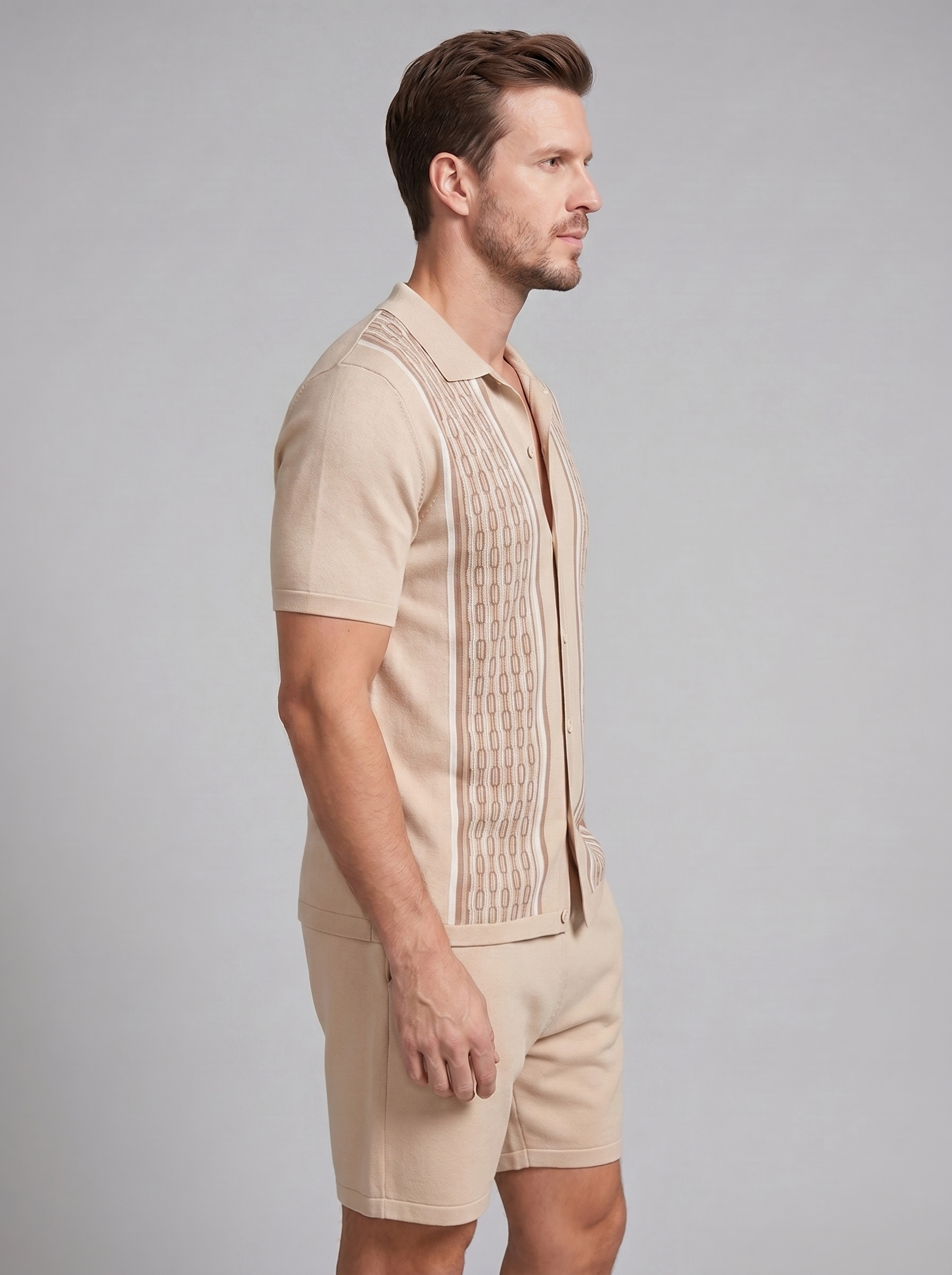 Herren Sommer Set Kurzarmhemd Und Shorts Set