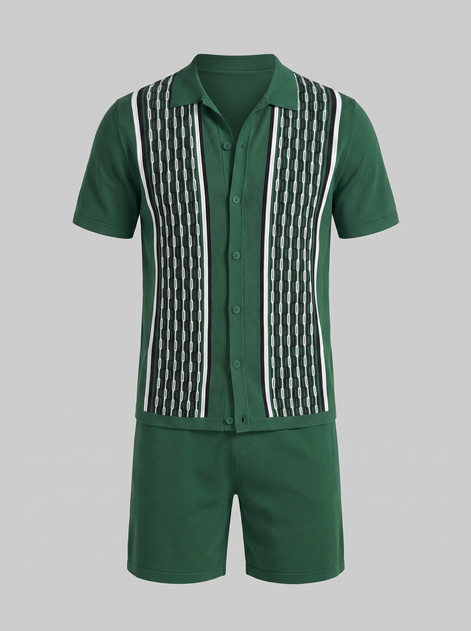 Herren Sommer Set Kurzarmhemd Und Shorts Set