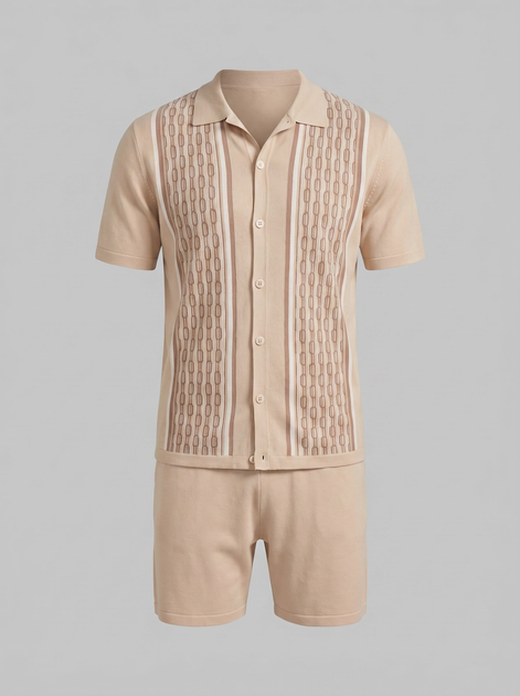 Herren Sommer Set Kurzarmhemd Und Shorts Set