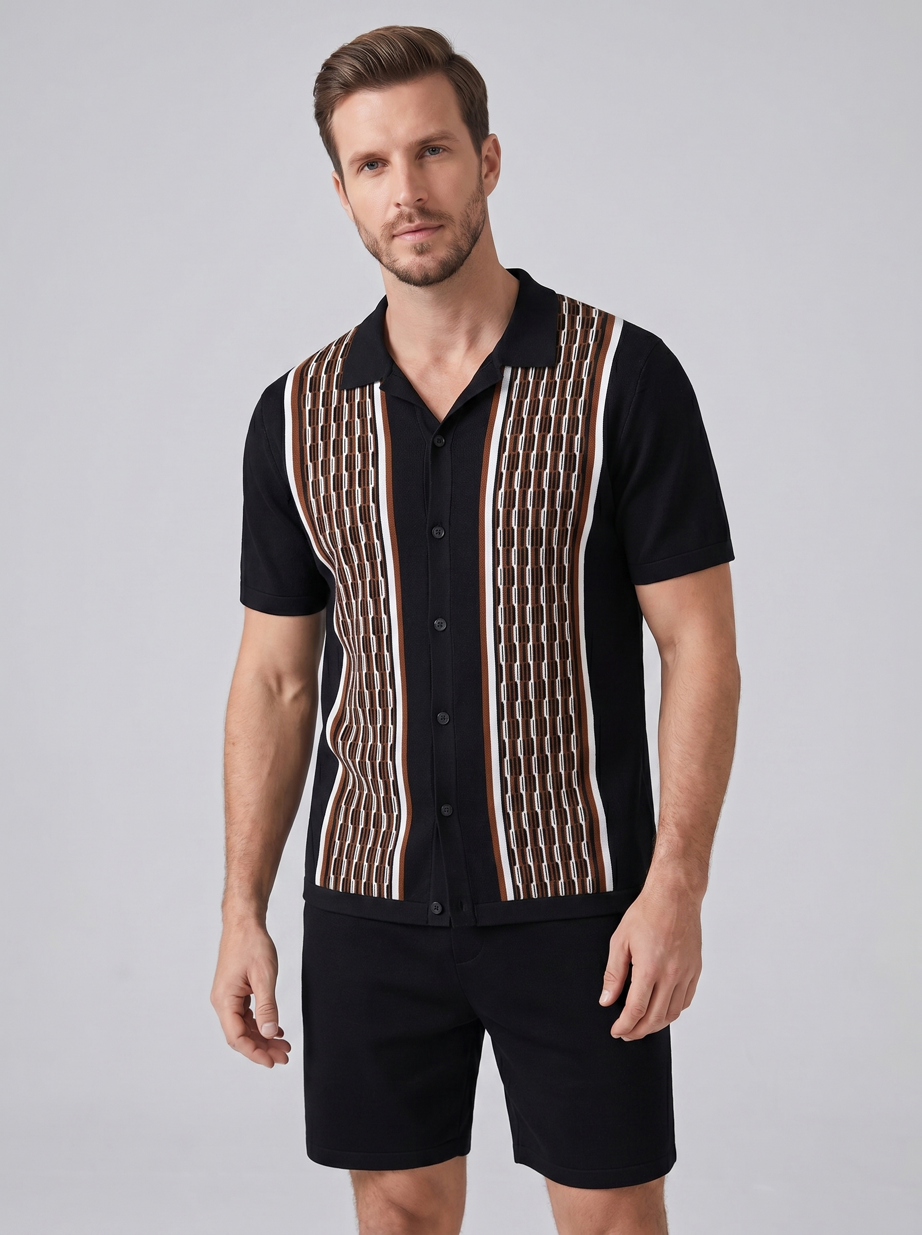 Herren Sommer Set Kurzarmhemd Und Shorts Set