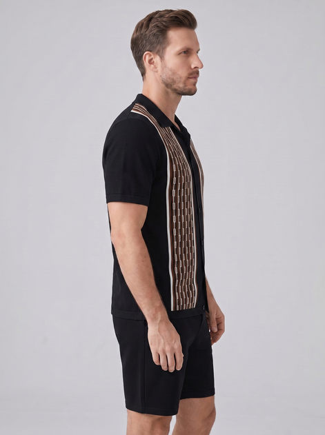Herren Sommer Set Kurzarmhemd Und Shorts Set