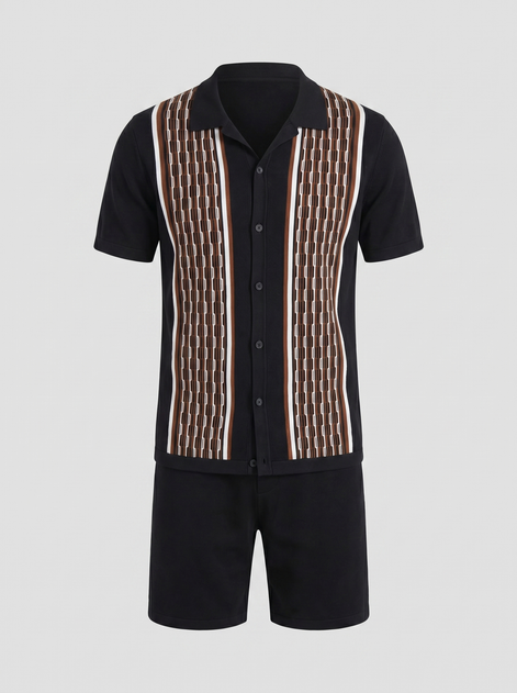 Herren Sommer Set Kurzarmhemd Und Shorts Set