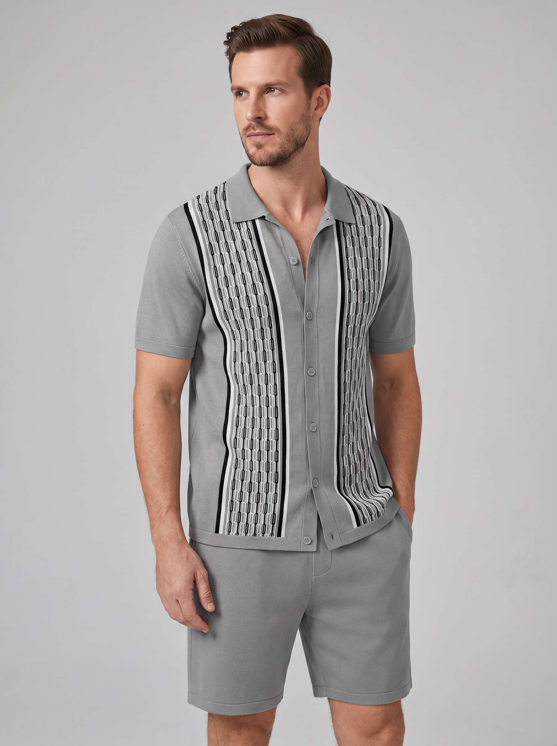 Herren Sommer Set Kurzarmhemd Und Shorts Set