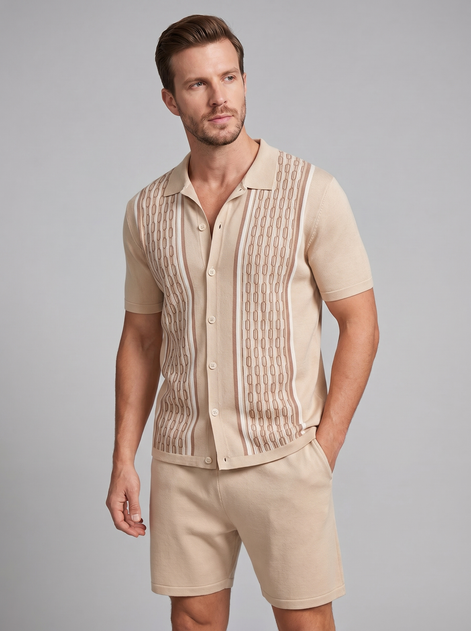 Herren Sommer Set Kurzarmhemd Und Shorts Set