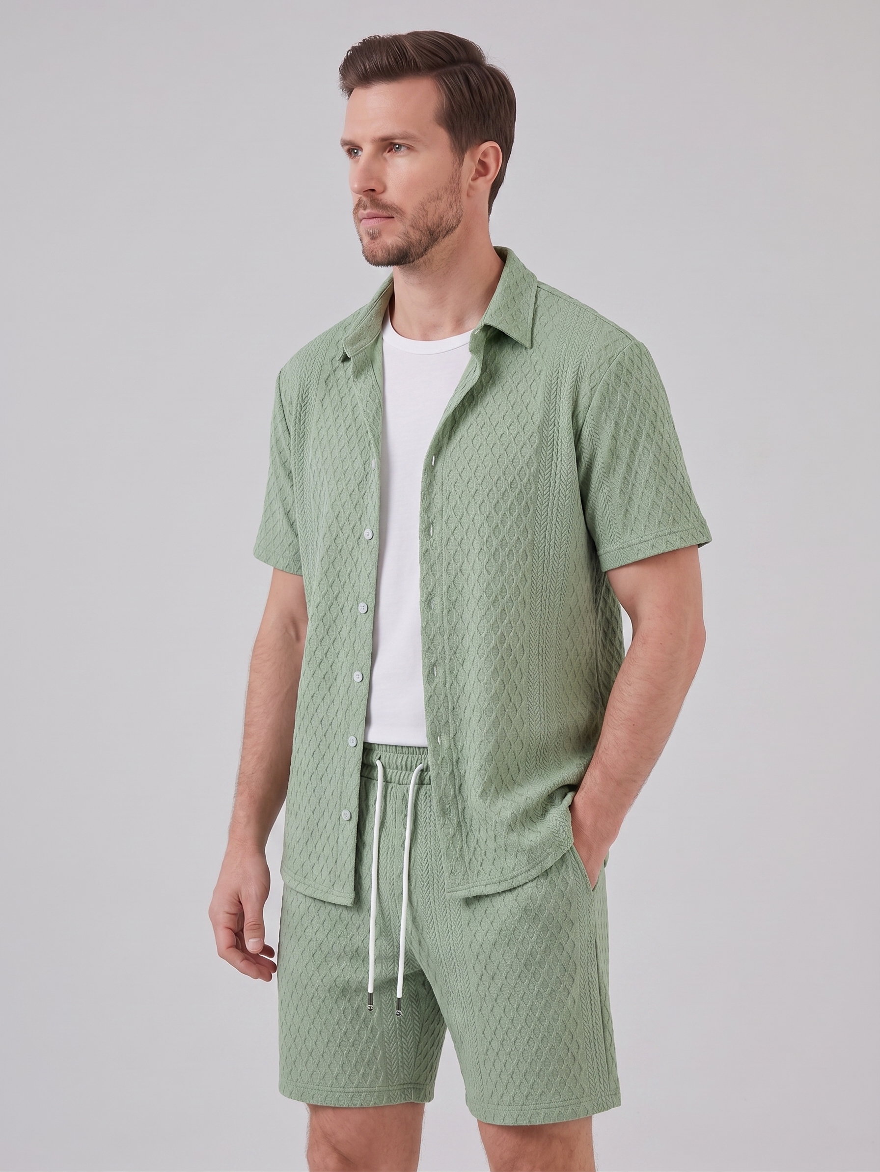 Herren Sommer Waffel Outfit Set