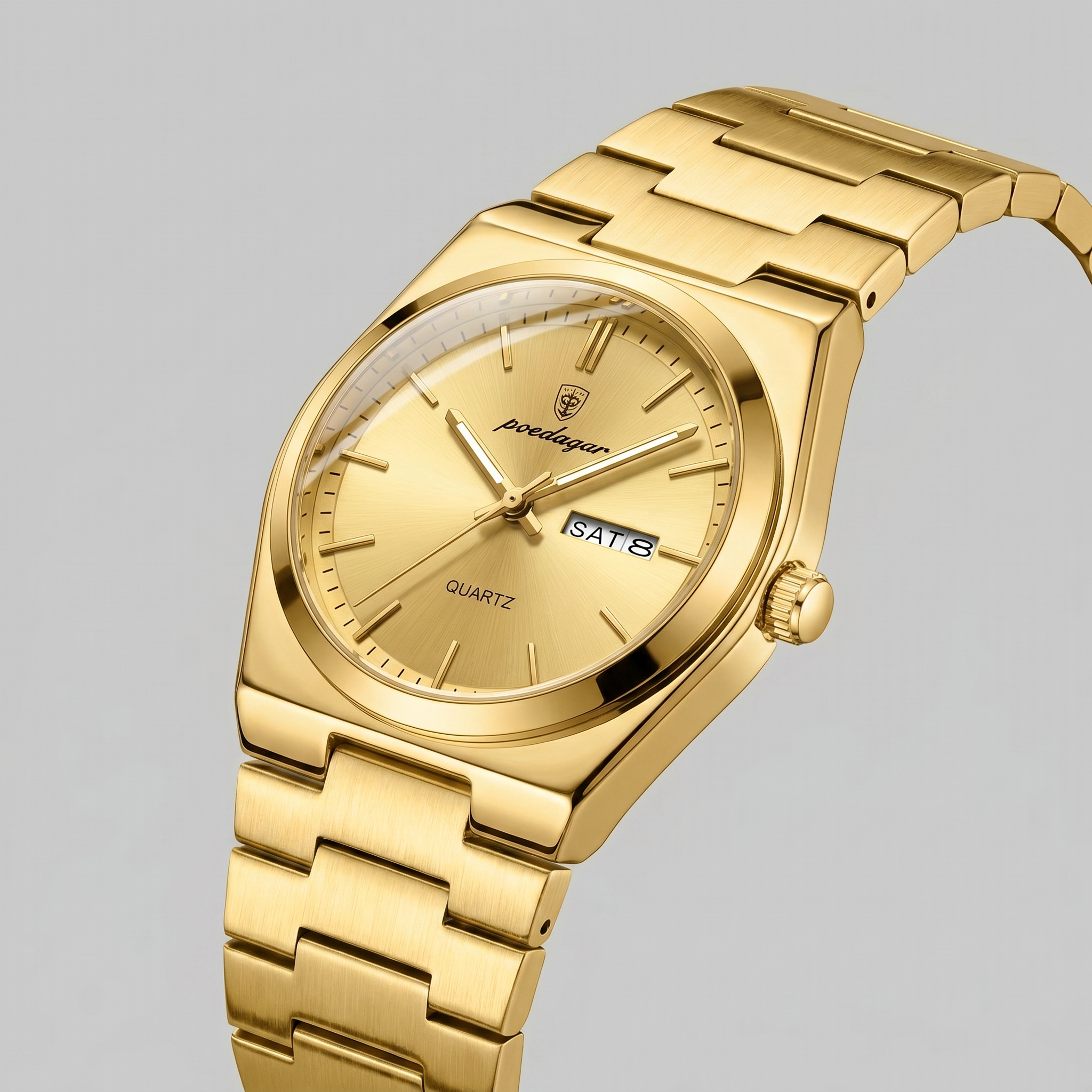Herrenuhr mit Sonnenburst-Zifferblatt Edelstahlarmband