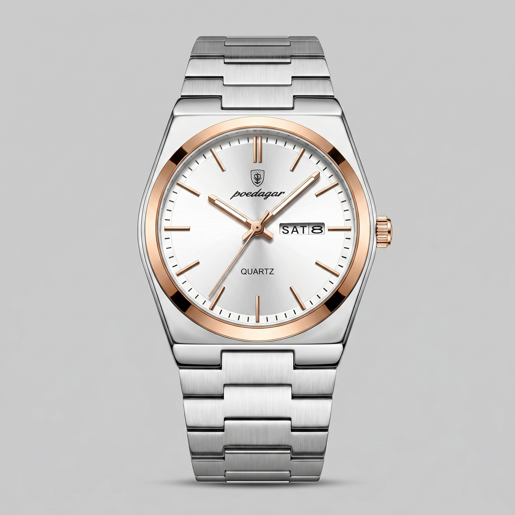 Herrenuhr mit Sonnenburst-Zifferblatt Edelstahlarmband