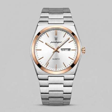 Herrenuhr mit Sonnenburst-Zifferblatt Edelstahlarmband