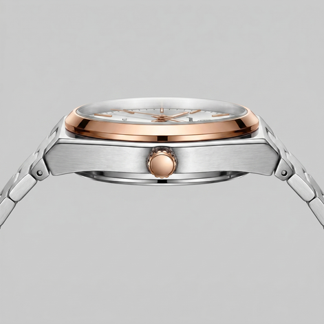 Herrenuhr mit Sonnenburst-Zifferblatt Edelstahlarmband