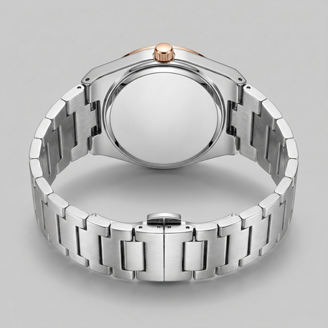 Herrenuhr mit Sonnenburst-Zifferblatt Edelstahlarmband
