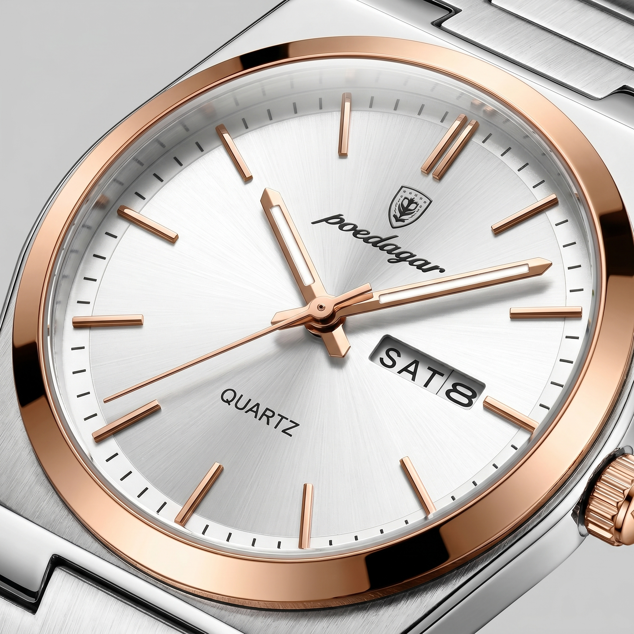 Herrenuhr mit Sonnenburst-Zifferblatt Edelstahlarmband