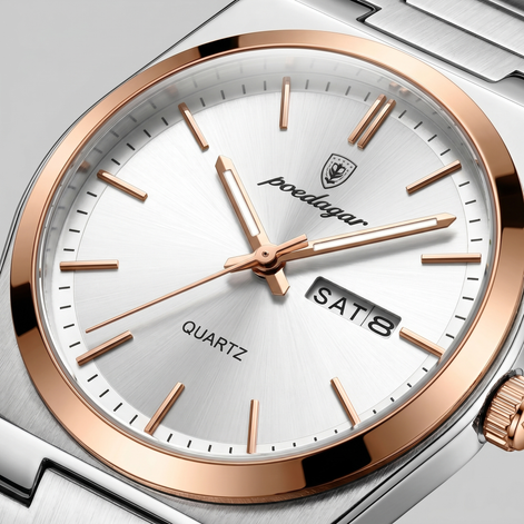 Herrenuhr mit Sonnenburst-Zifferblatt Edelstahlarmband