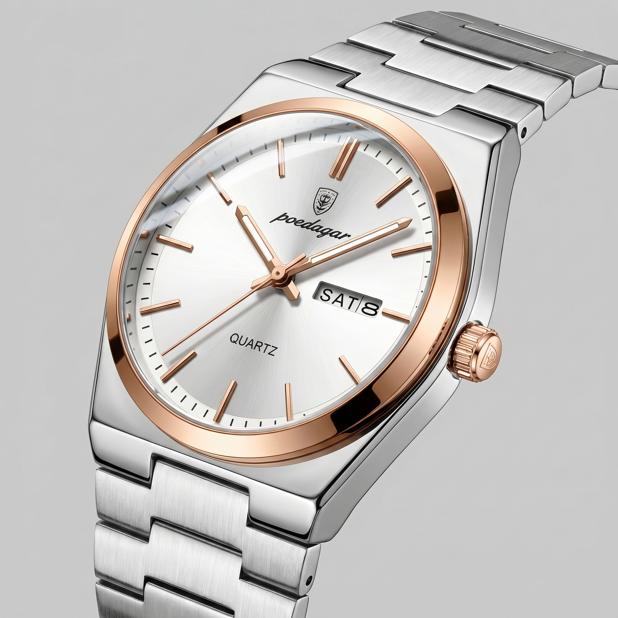 Herrenuhr mit Sonnenburst-Zifferblatt Edelstahlarmband