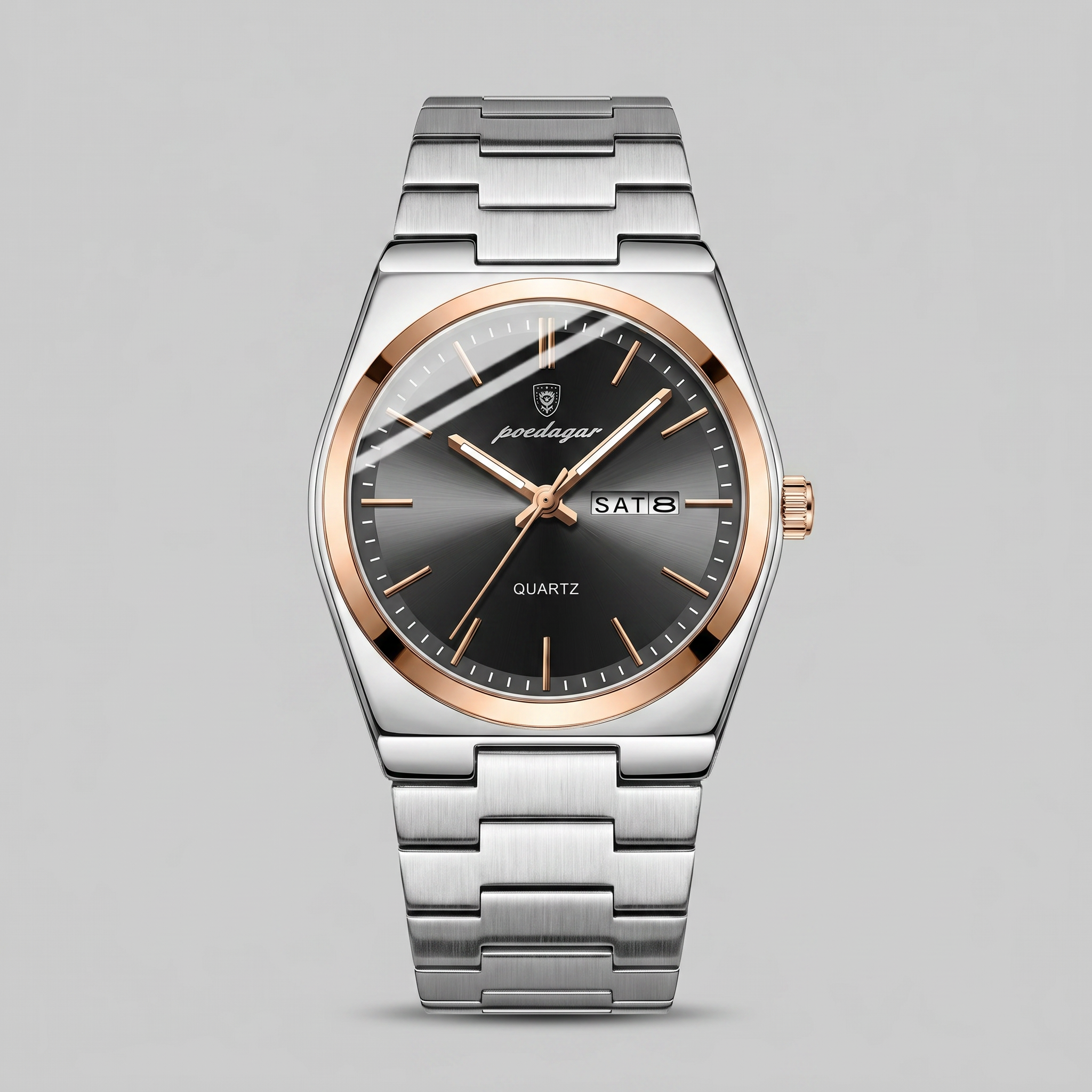 Herrenuhr mit Sonnenburst-Zifferblatt Edelstahlarmband