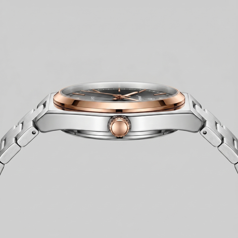 Herrenuhr mit Sonnenburst-Zifferblatt Edelstahlarmband