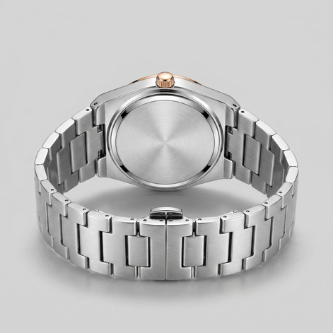 Herrenuhr mit Sonnenburst-Zifferblatt Edelstahlarmband