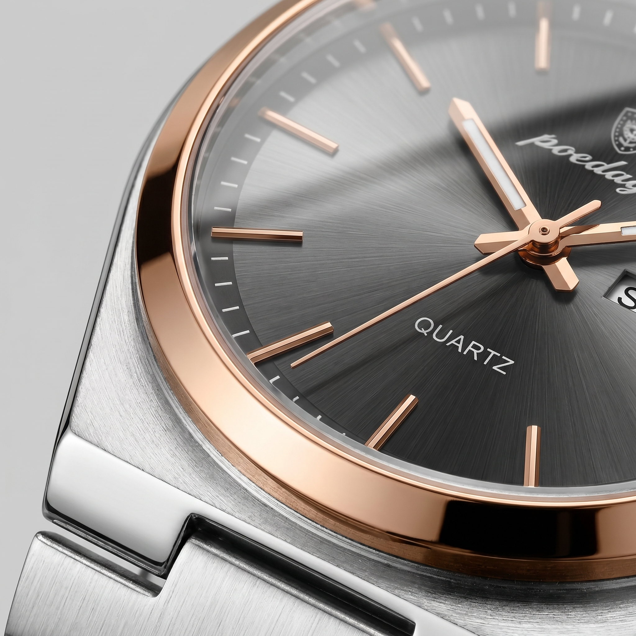 Herrenuhr mit Sonnenburst-Zifferblatt Edelstahlarmband