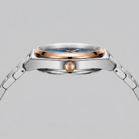 Herrenuhr mit Sonnenburst-Zifferblatt Edelstahlarmband
