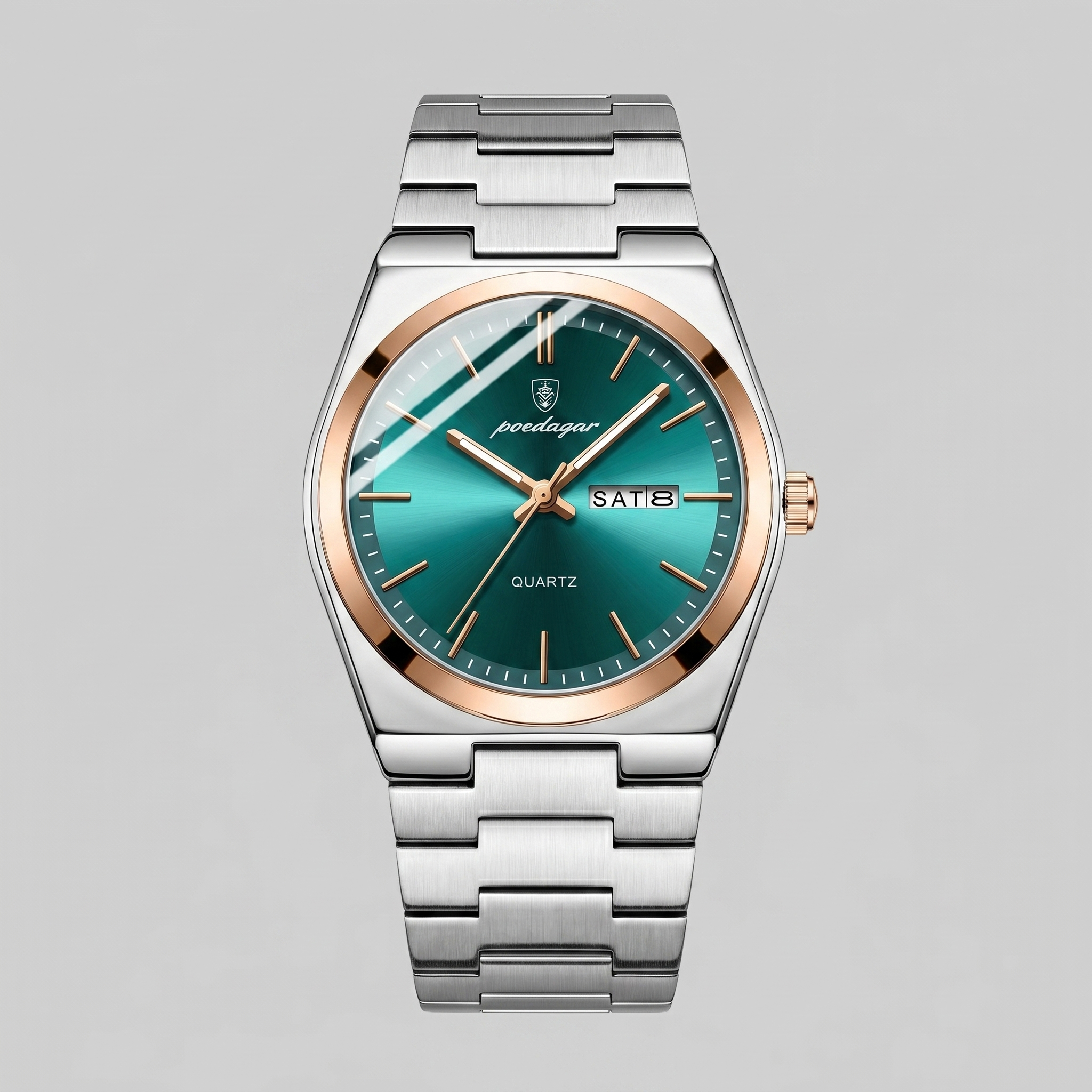 Herrenuhr mit Sonnenburst-Zifferblatt Edelstahlarmband