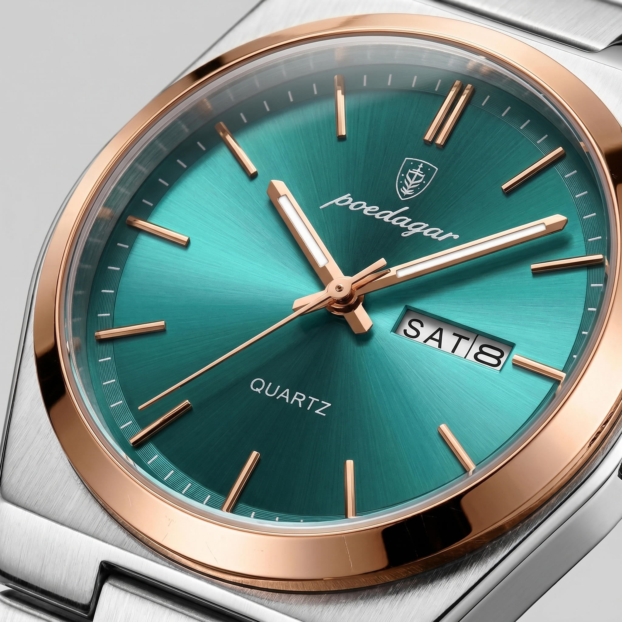 Herrenuhr mit Sonnenburst-Zifferblatt Edelstahlarmband