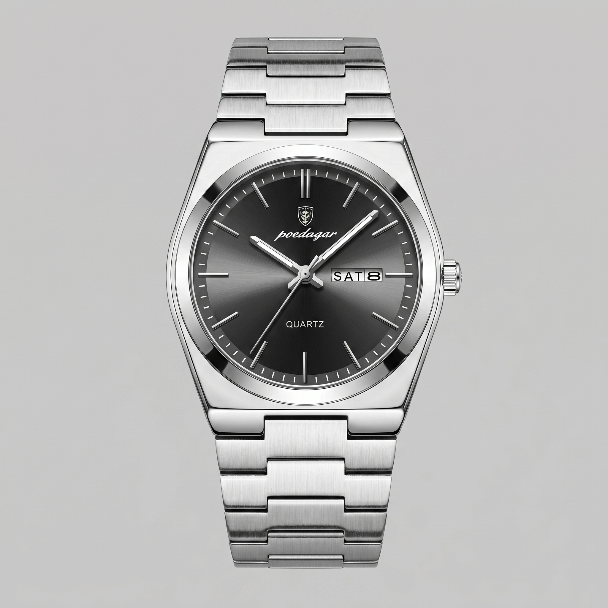 Herrenuhr mit Sonnenburst-Zifferblatt Edelstahlarmband