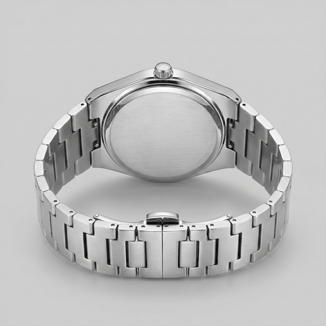 Herrenuhr mit Sonnenburst-Zifferblatt Edelstahlarmband