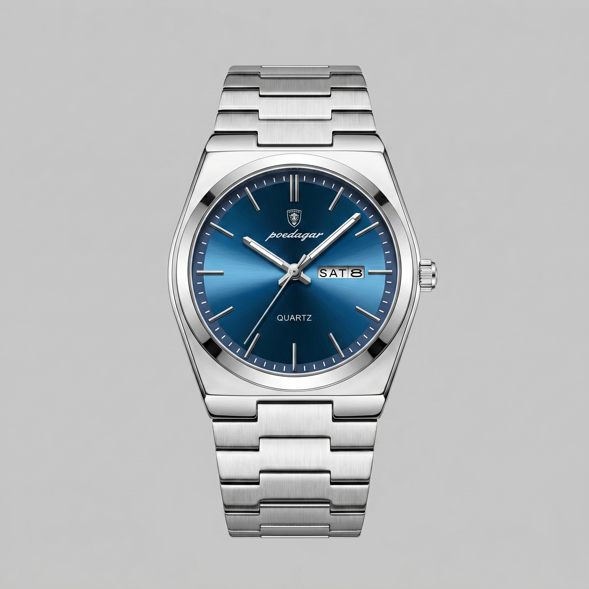 Herrenuhr mit Sonnenburst-Zifferblatt Edelstahlarmband