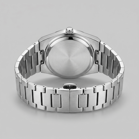 Herrenuhr mit Sonnenburst-Zifferblatt Edelstahlarmband