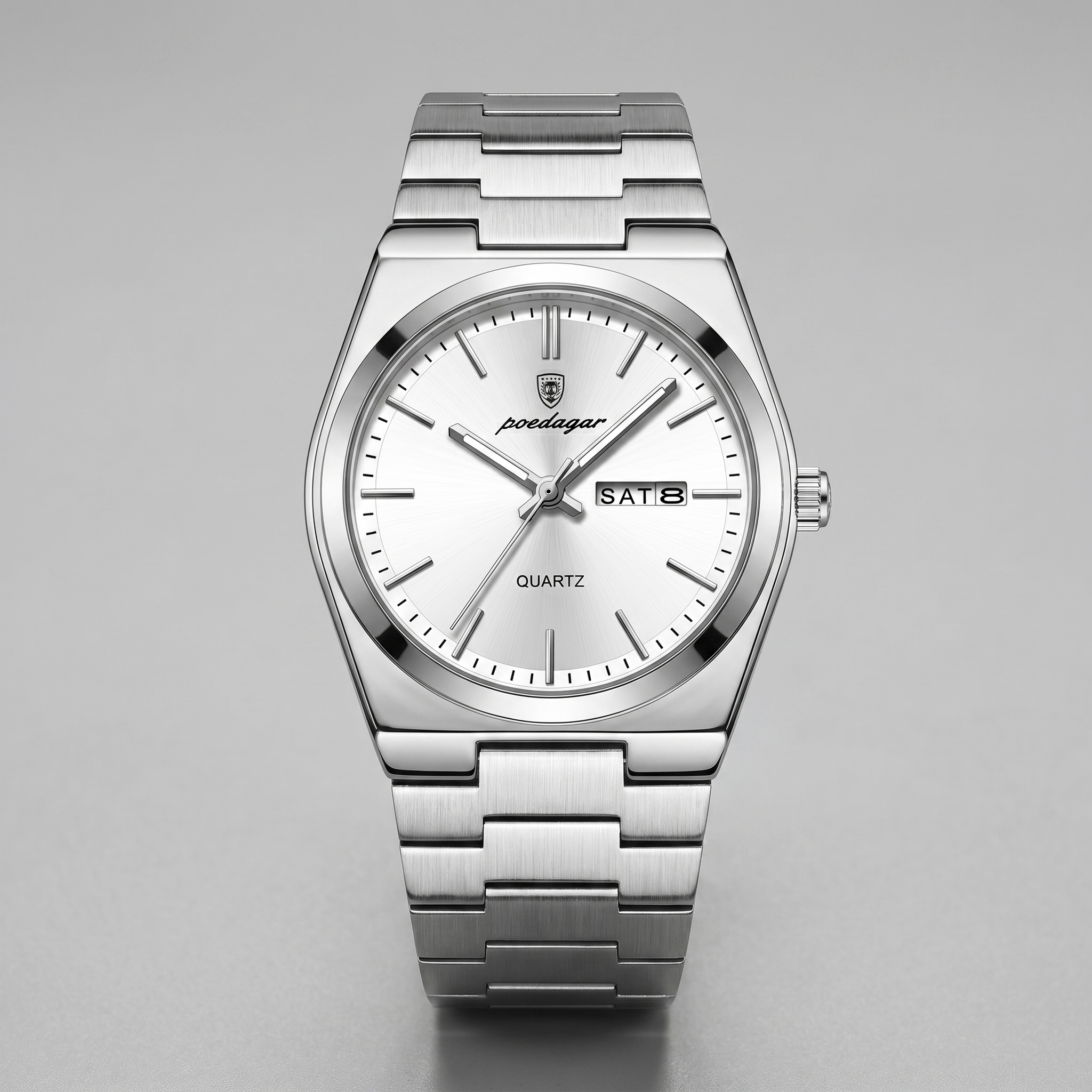 Herrenuhr mit Sonnenburst-Zifferblatt Edelstahlarmband