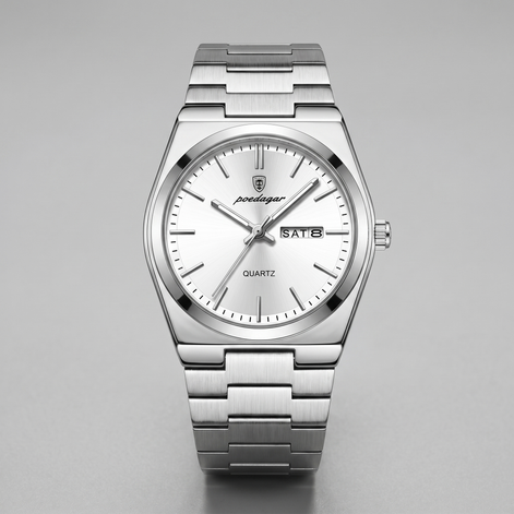 Herrenuhr mit Sonnenburst-Zifferblatt Edelstahlarmband