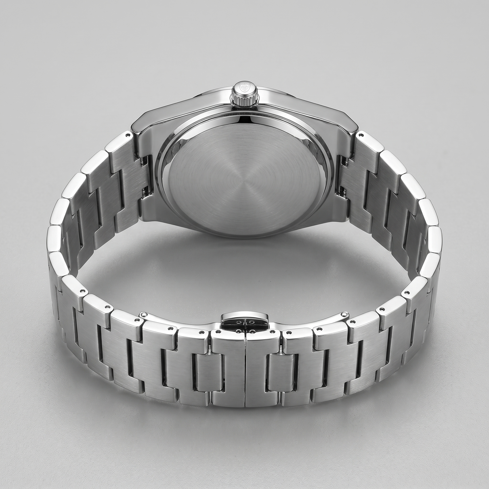 Herrenuhr mit Sonnenburst-Zifferblatt Edelstahlarmband